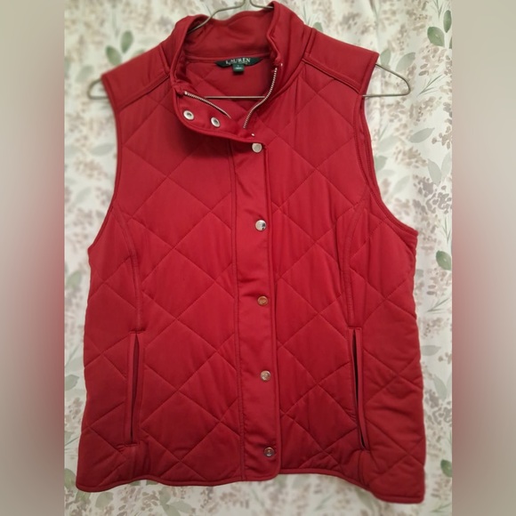 Lauren Ralph Lauren Quilted Burgundy Vest Size Large - Picture 2 of 9